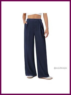 Wide Leg Dress Pants Stretchy High Rise Pleated Work Slacks